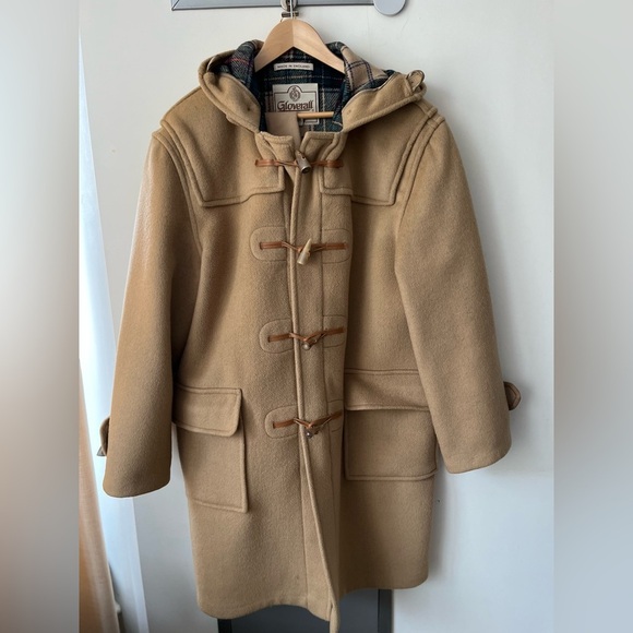 Gloverall Classic Made in England Wool-Blended Tan Hooded Coat size 42 Us /52 EU - Picture 4 of 16